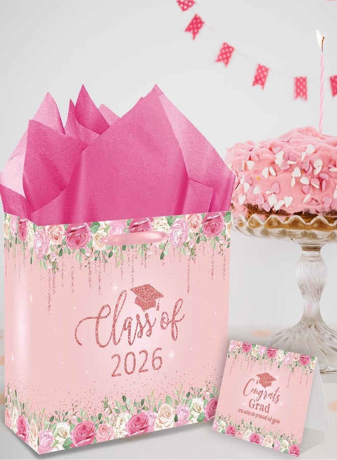 RTMISA 2026 Graduation Gift Bag with Tissue Paper and Card with Envolope Pink Grad Gift Wrapping Bag for Her, Women, Class of 2026 Graduation Party Decorations Supplies - Image 5